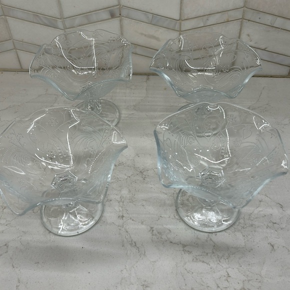 Southern Living At Home Other - Southern Living at Home Victoria Pressed Glass Etched Dessert Compote Cups 4